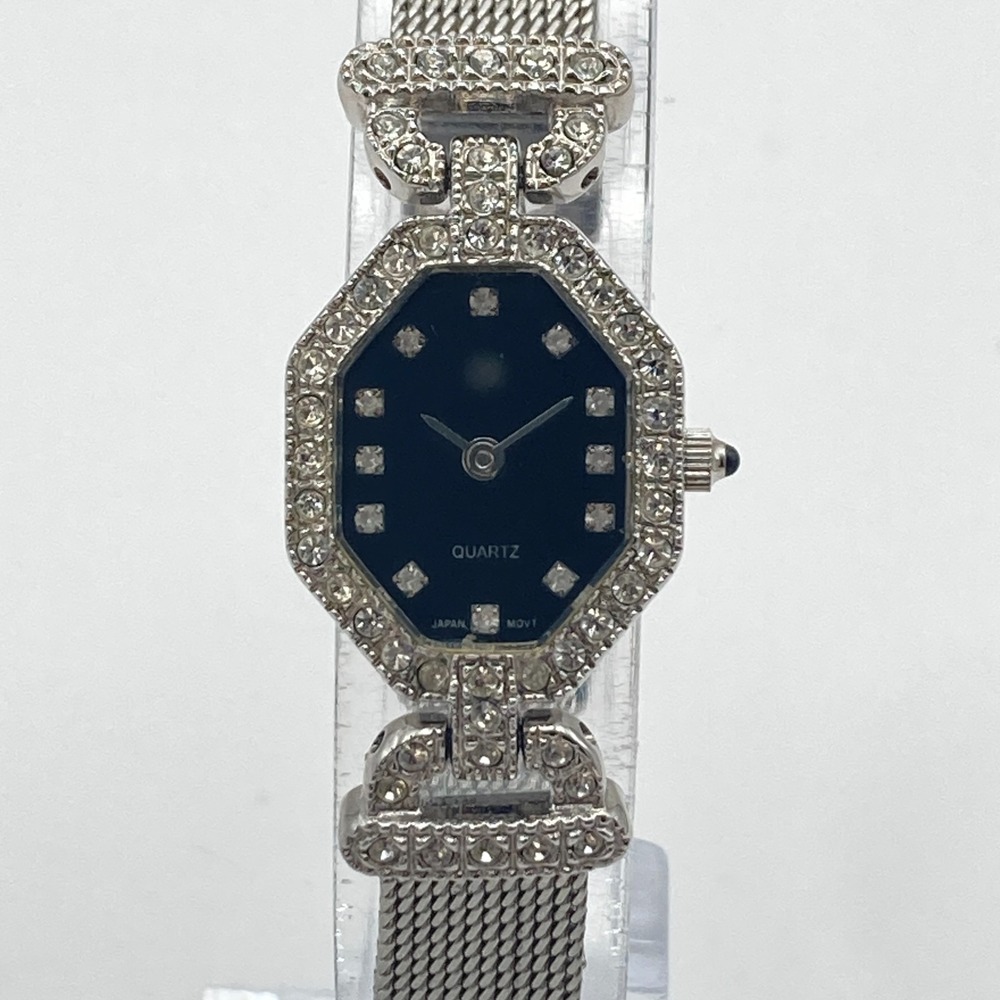Elizabeth Taylor Avon Women's Watch Silver Tone Crystals Art Deco New Battery
